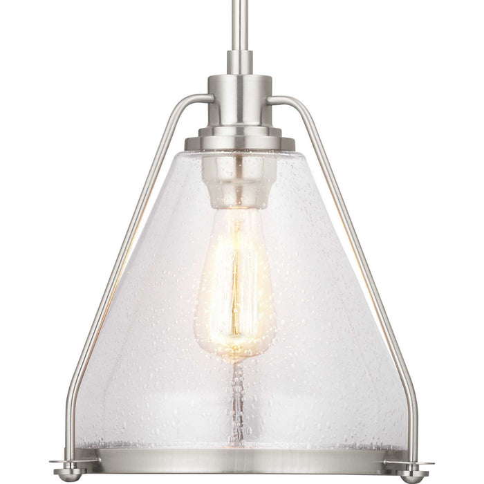 One Light Pendant from the Range collection in Brushed Nickel finish