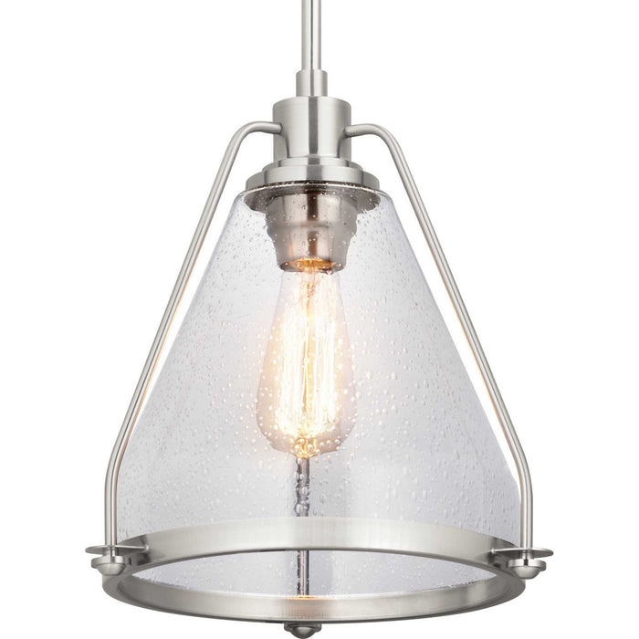 One Light Pendant from the Range collection in Brushed Nickel finish