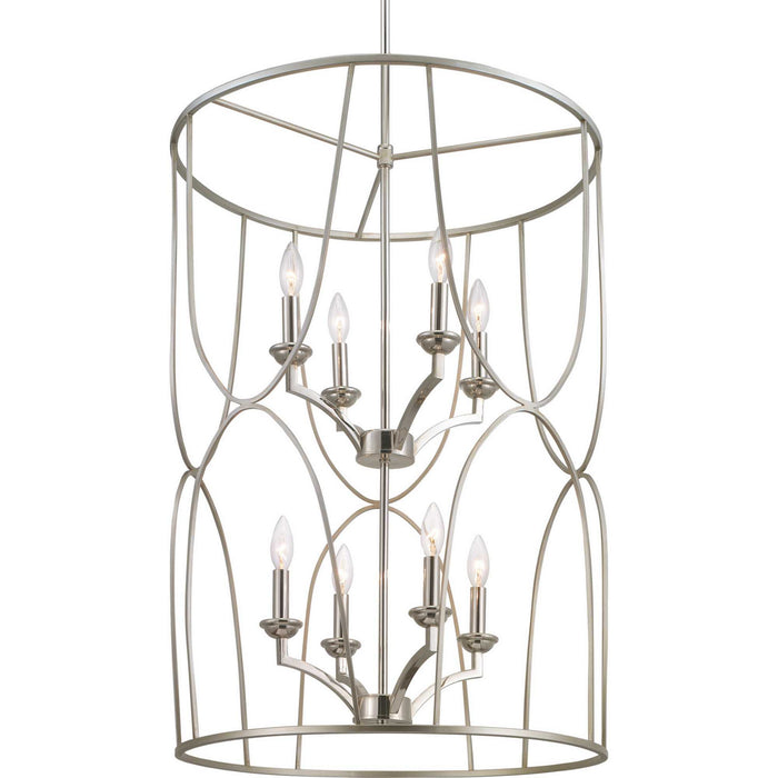 Eight Light Foyer Pendant from the Landree collection in Silver Ridge finish