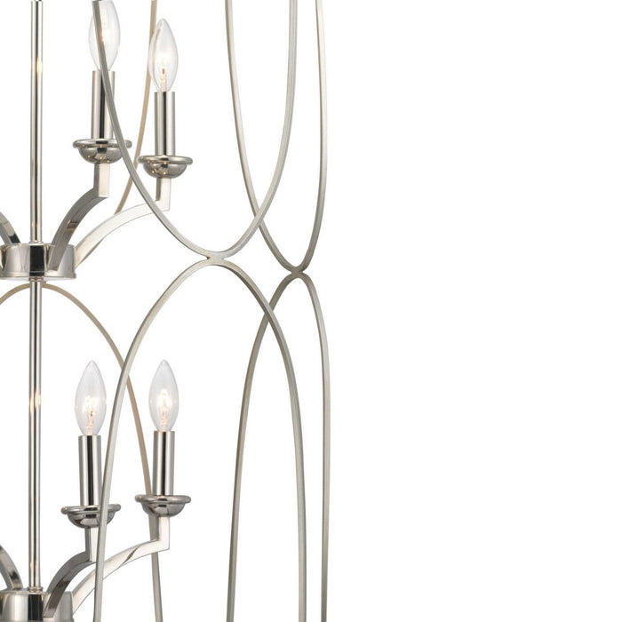 Eight Light Foyer Pendant from the Landree collection in Silver Ridge finish