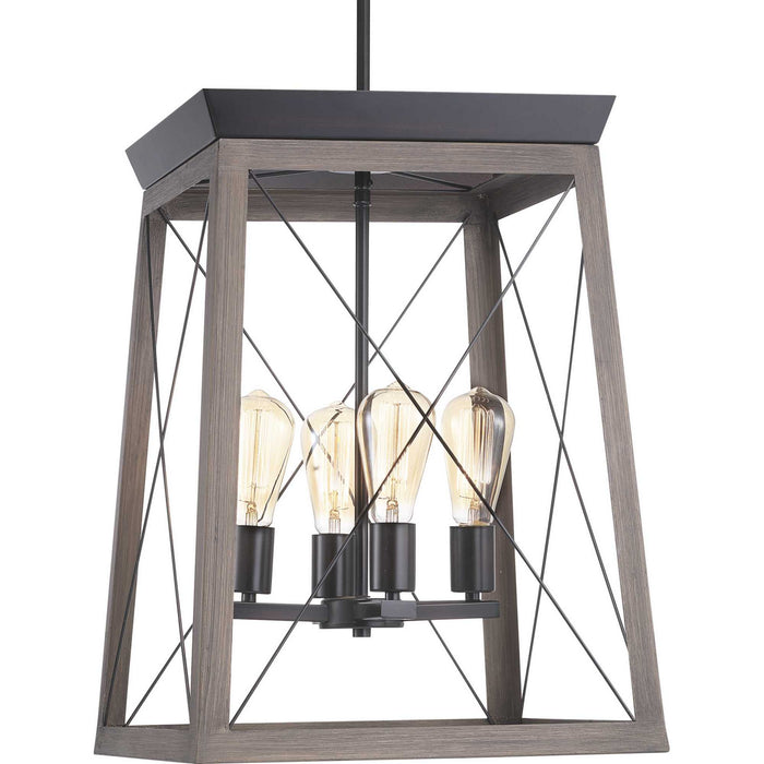 Four Light Foyer Pendant from the Briarwood collection in Antique Bronze finish