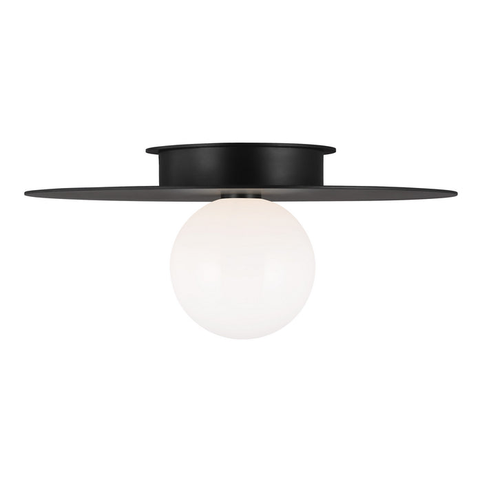 One Light Flush Mount from the Nodes collection in Midnight Black finish