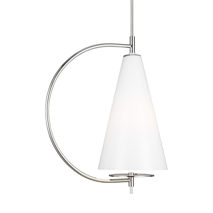 One Light Pendant from the GESTURE collection in Polished Nickel finish