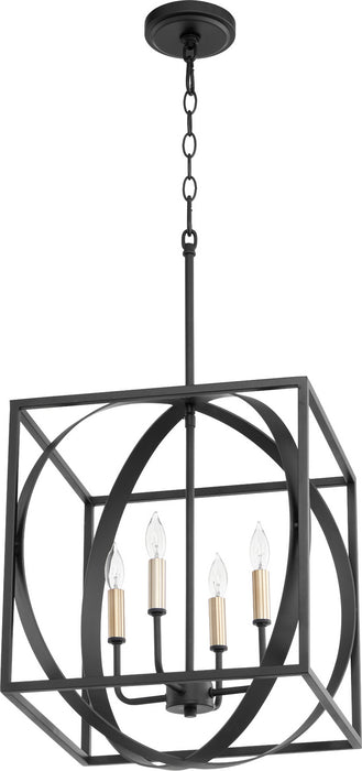 Four Light Pendant in Noir finish