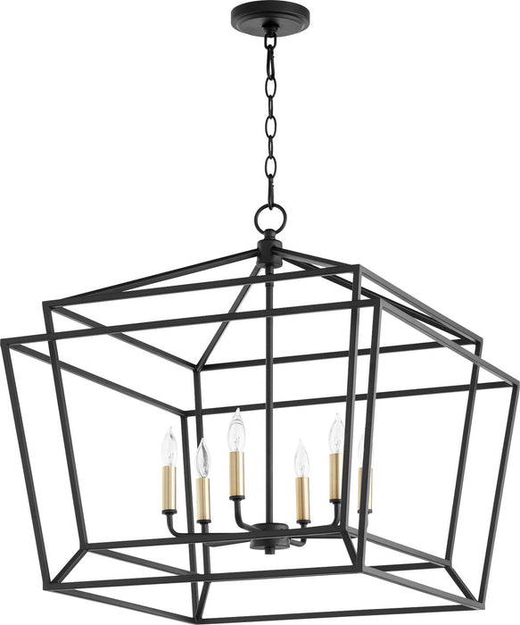 Six Light Chandelier from the Monument collection in Noir finish