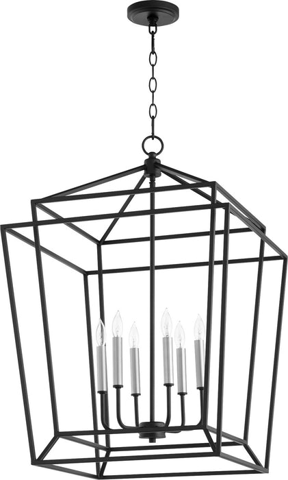 Six Light Entry Pendant from the Monument collection in Noir finish