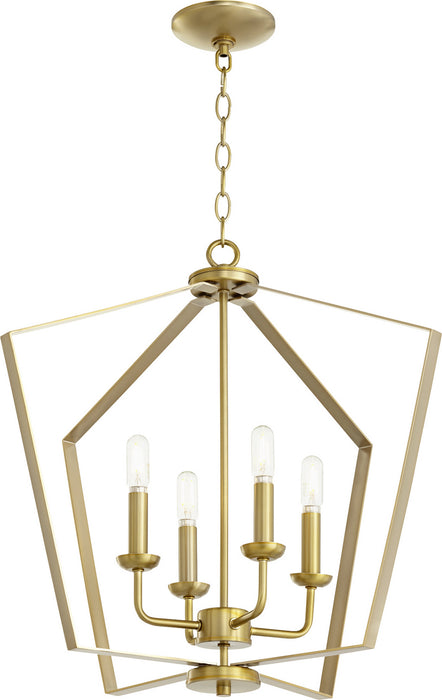 Four Light Entry Pendant in Aged Brass finish