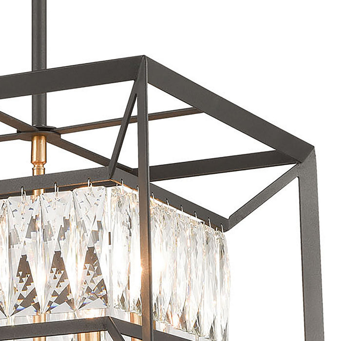 Four Light Chandelier from the Starlight collection in Charcoal, Satin Brass, Satin Brass finish