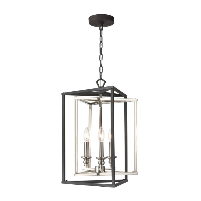 Three Light Pendant from the Salinger collection in Charcoal, Satin Nickel finish