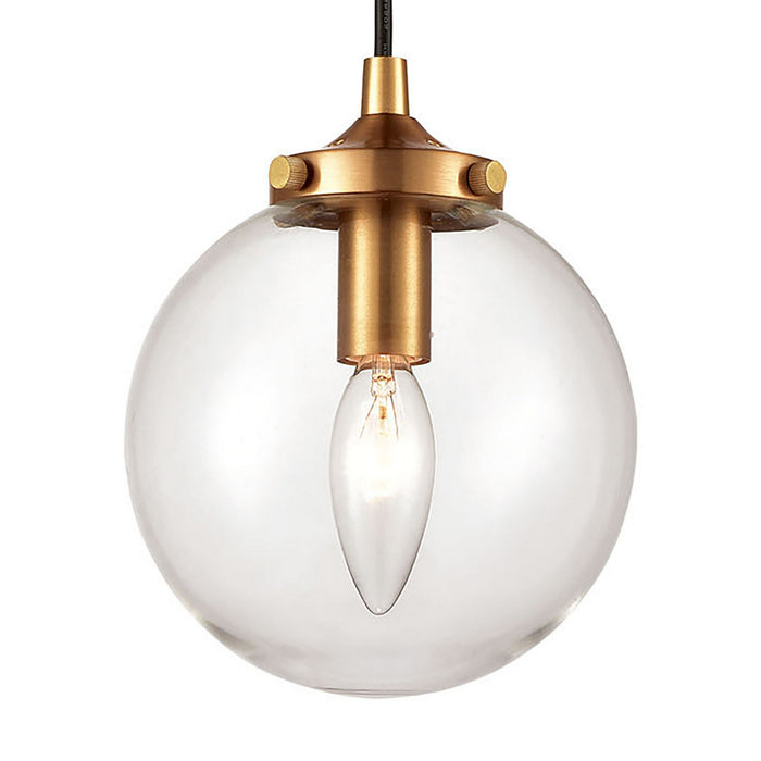 One Light Mini Pendant from the Boudreaux collection in Matte Black, Antique Gold, Antique Gold finish