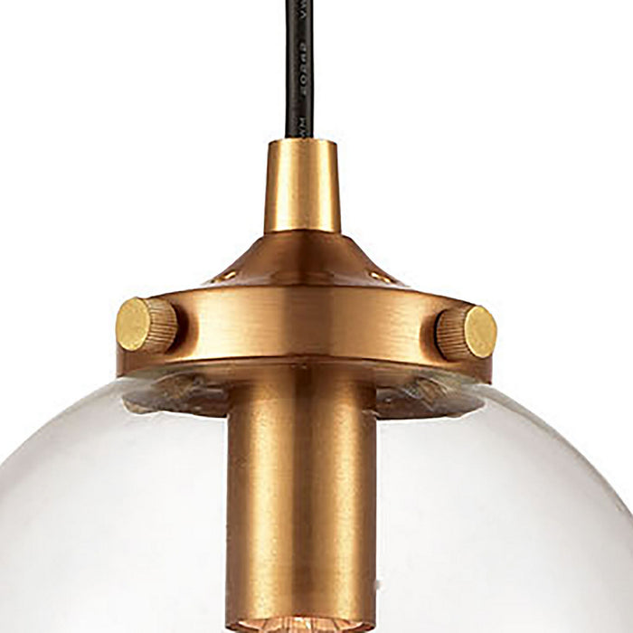 One Light Mini Pendant from the Boudreaux collection in Matte Black, Antique Gold, Antique Gold finish