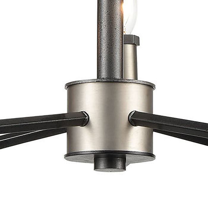 Five Light Chandelier from the Cortlandt collection in Gray Iron, Brushed Platinum, Brushed Platinum finish