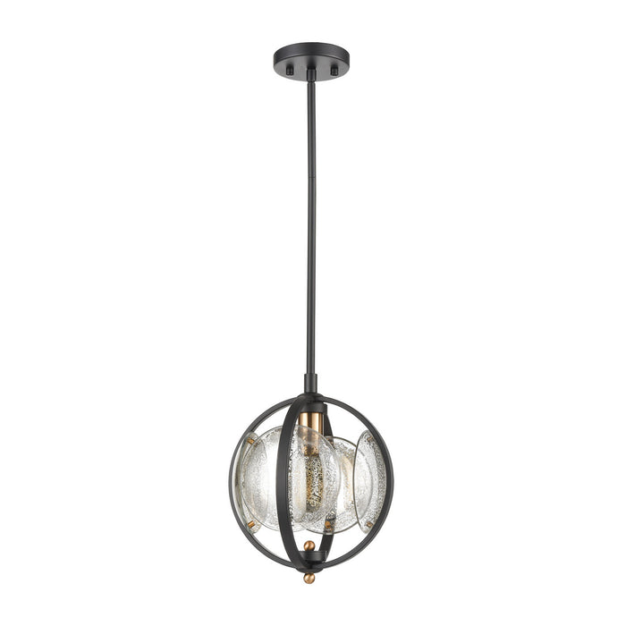 One Light Mini Pendant from the Oriah collection in Matte Black, Satin Brass, Satin Brass finish