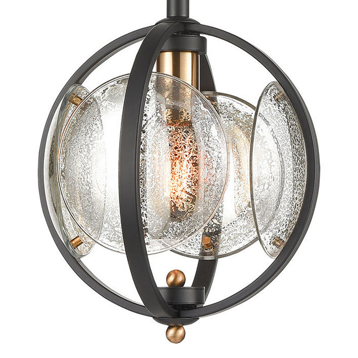 One Light Mini Pendant from the Oriah collection in Matte Black, Satin Brass, Satin Brass finish