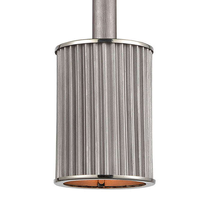 One Light Mini Pendant from the Corrugated Steel collection in Polished Nickel finish