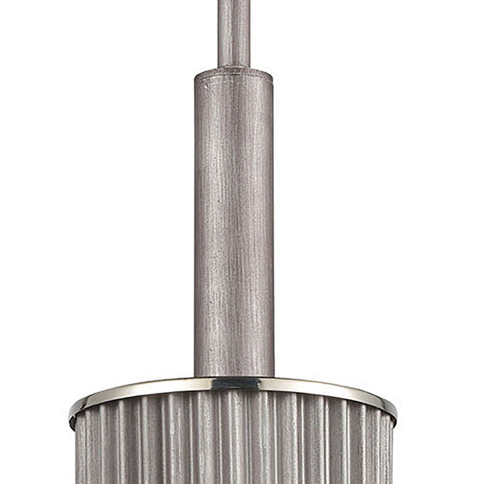 One Light Mini Pendant from the Corrugated Steel collection in Polished Nickel finish