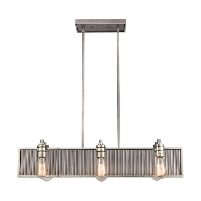 Six Light Chandelier from the Corrugated Steel collection in Polished Nickel finish