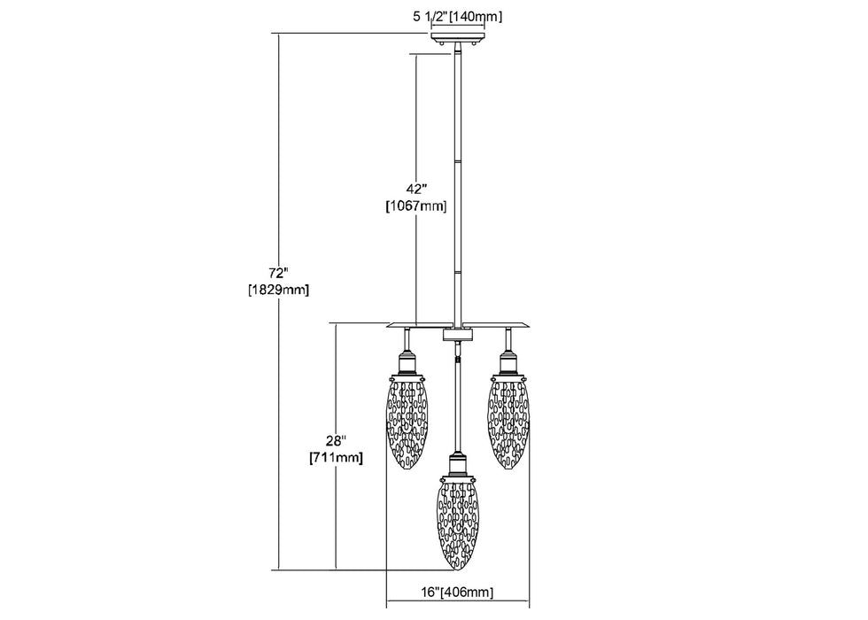 Four Light Chandelier from the Shinzu collection in Oil Rubbed Bronze finish