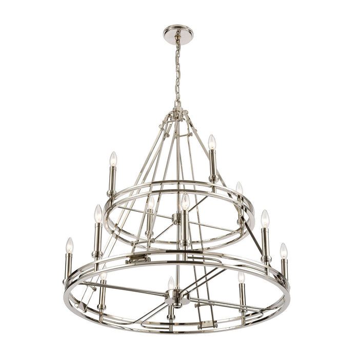 12 Light Chandelier from the Bergamo collection in Polished Nickel finish
