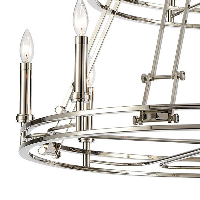 12 Light Chandelier from the Bergamo collection in Polished Nickel finish