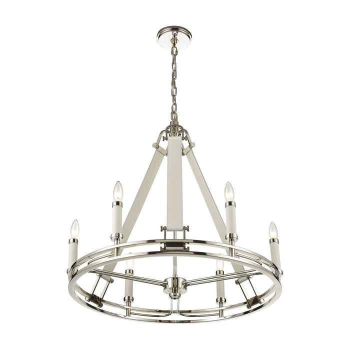 Six Light Chandelier from the Bergamo collection in Polished Nickel finish