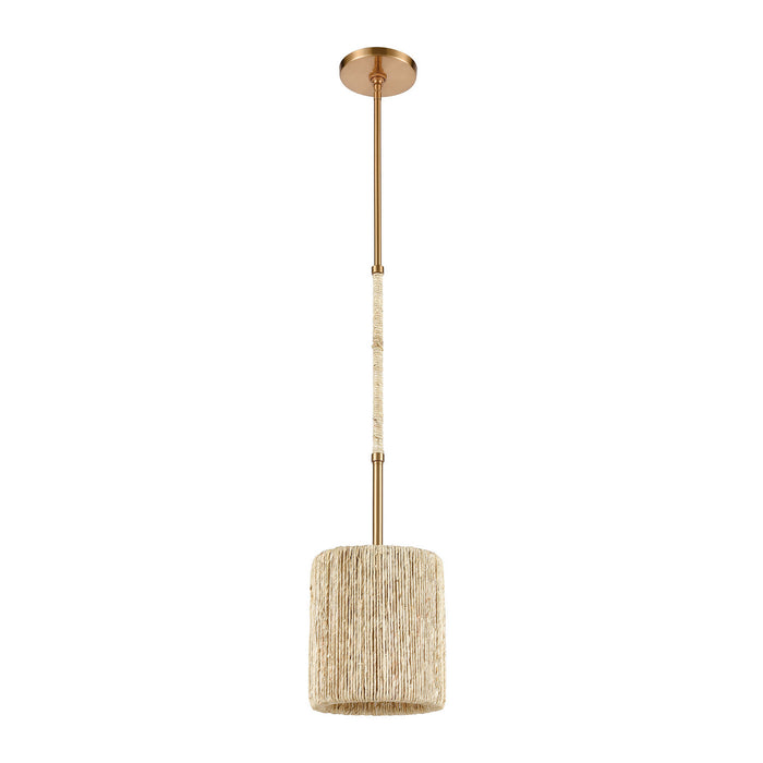 One Light Mini Pendant from the Abaca collection in Satin Brass finish