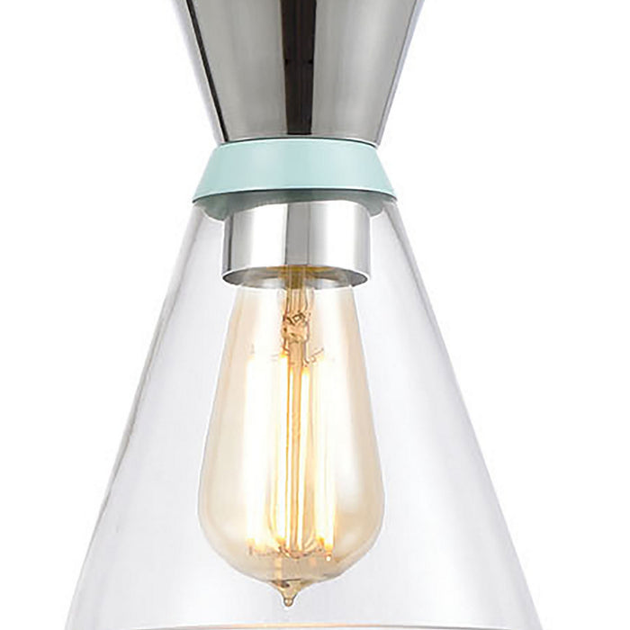 One Light Mini Pendant from the Modley collection in Polished Chrome, Pastel Aqua, Pastel Aqua finish