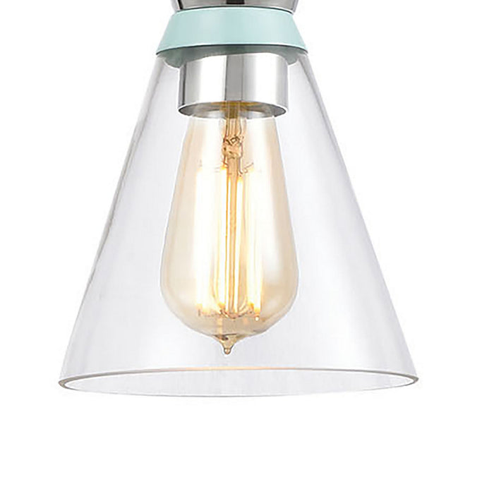 One Light Mini Pendant from the Modley collection in Polished Chrome, Pastel Aqua, Pastel Aqua finish