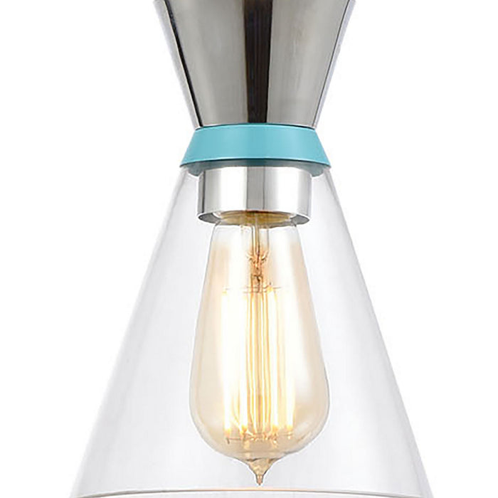 One Light Mini Pendant from the Modley collection in Polished Chrome, Pastel Blue, Pastel Blue finish
