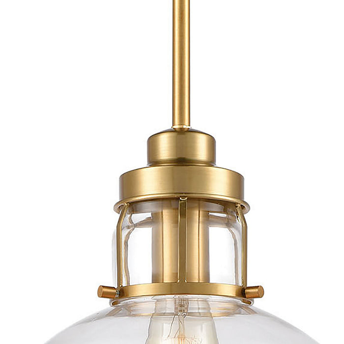 One Light Mini Pendant from the Manhattan Boutique collection in Brushed Brass finish