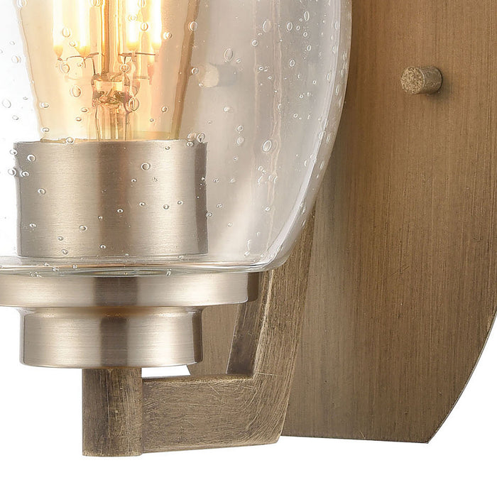 One Light Wall Sconce from the Bixler collection in Light Wood, Satin Nickel finish