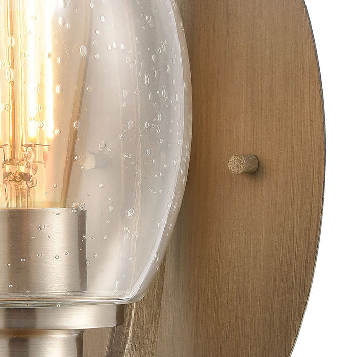 One Light Wall Sconce from the Bixler collection in Light Wood, Satin Nickel finish