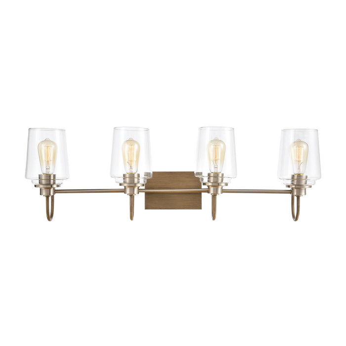 Four Light Vanity from the Bakersfield collection in Light Wood, Satin Nickel finish