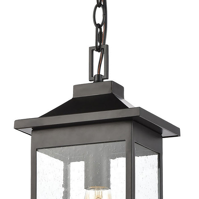 One Light Outdoor Hanging Lantern from the Lamplighter collection in Matte Black finish