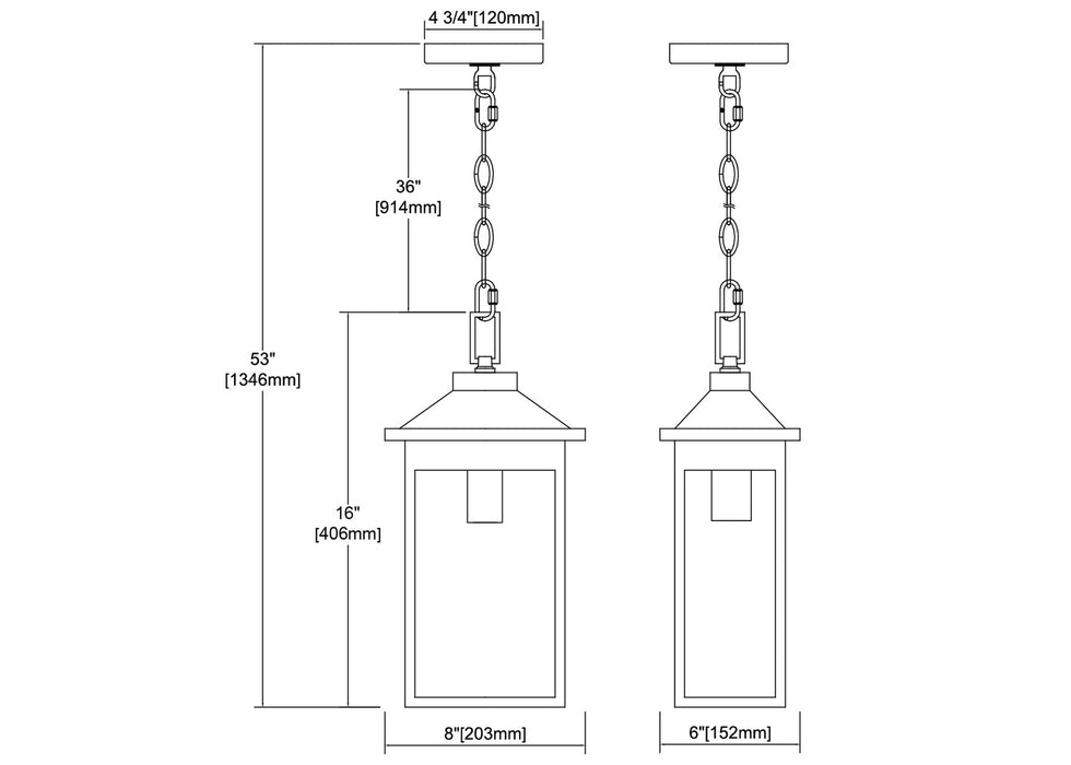 One Light Outdoor Hanging Lantern from the Lamplighter collection in Matte Black finish