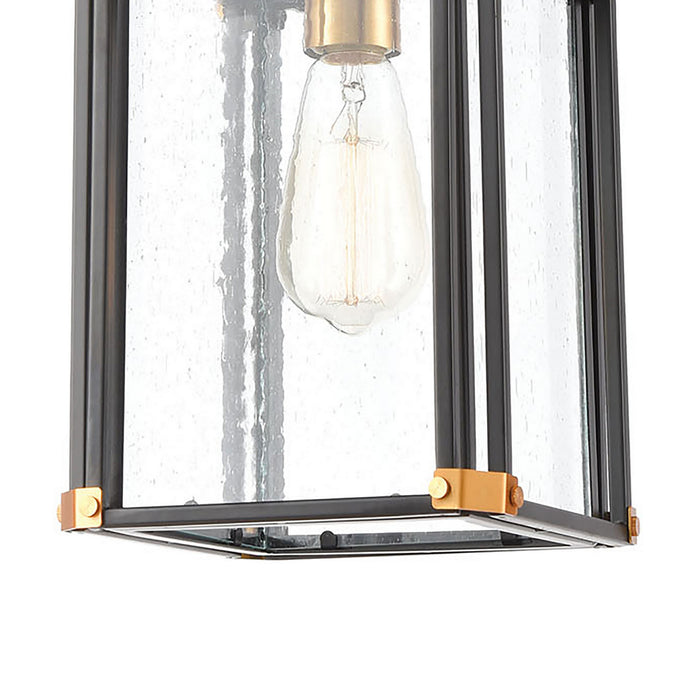 One Light Outdoor Hanging Lantern from the Vincentown collection in Matte Black, Brushed Brass, Brushed Brass finish