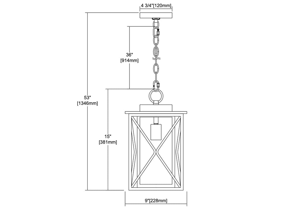 One Light Outdoor Hanging Lantern from the Carriage Light collection in Matte Black finish