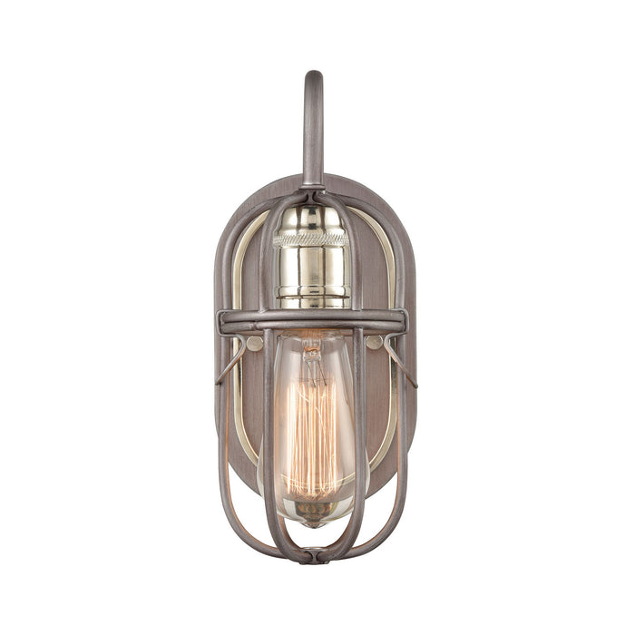 One Light Vanity Lamp from the Industrial Cage collection in Polished Nickel finish