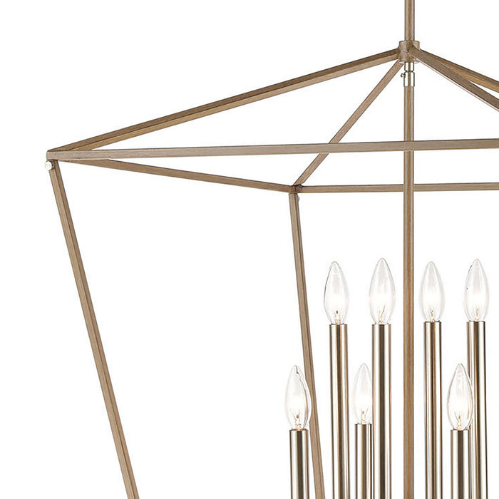 Eight Light Chandelier from the Fairfax collection in Light Wood, Satin Nickel finish