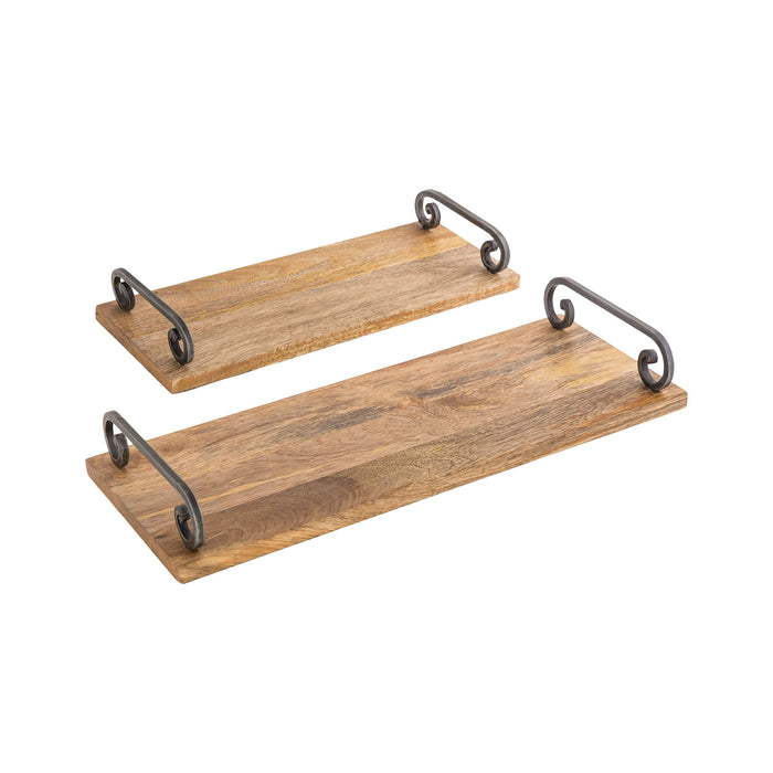 ELK Home - 639401 - Set of 2 Cheeseboards - Highland - Mango Wood, Antique Zinc, Antique Zinc