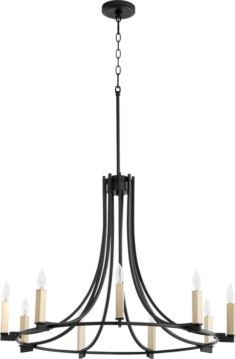 Nine Light Chandelier from the Olympus collection in Noir finish