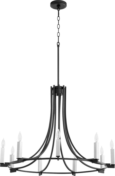 Nine Light Chandelier from the Olympus collection in Noir finish