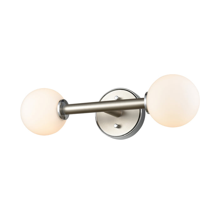 DVI Lighting - DVP34599CH+BN-OP - Two Light Vanity - Alouette - Chrome/Buffed Nickel w/ Half Opal Glass