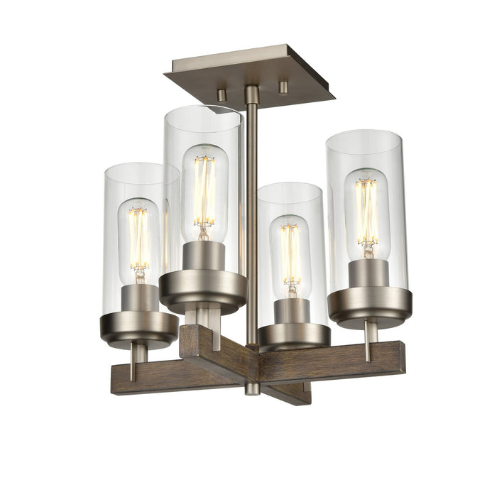 DVI Lighting - DVP38611BN+BAW-CL - Four Light Semi-Flush Mount - Okanagan - Buffed Nickel/Barnwood On Metal w/ Clear Glass