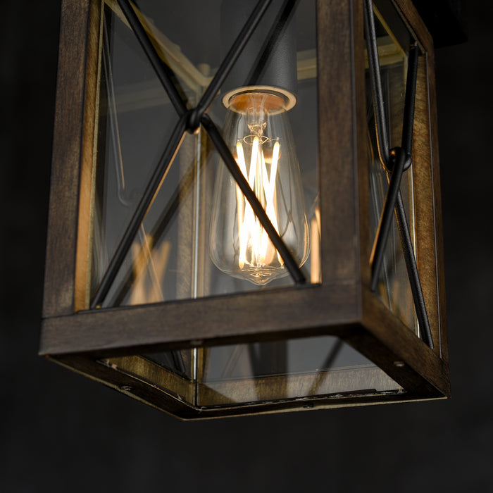 One Light Outdoor Flush Mount from the County Fair Outdoor collection in Black/Ironwood On Metal finish