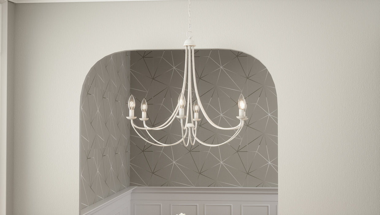 Six Light Chandelier from the Mirren collection in Antique White finish