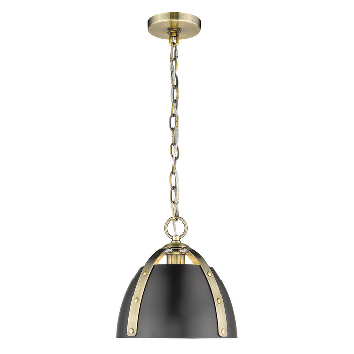 One Light Pendant from the Aldrich collection in Aged Brass finish
