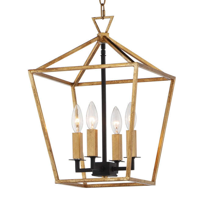 Four Light Chandelier from the Abode collection in Gold Leaf / Textured Black finish