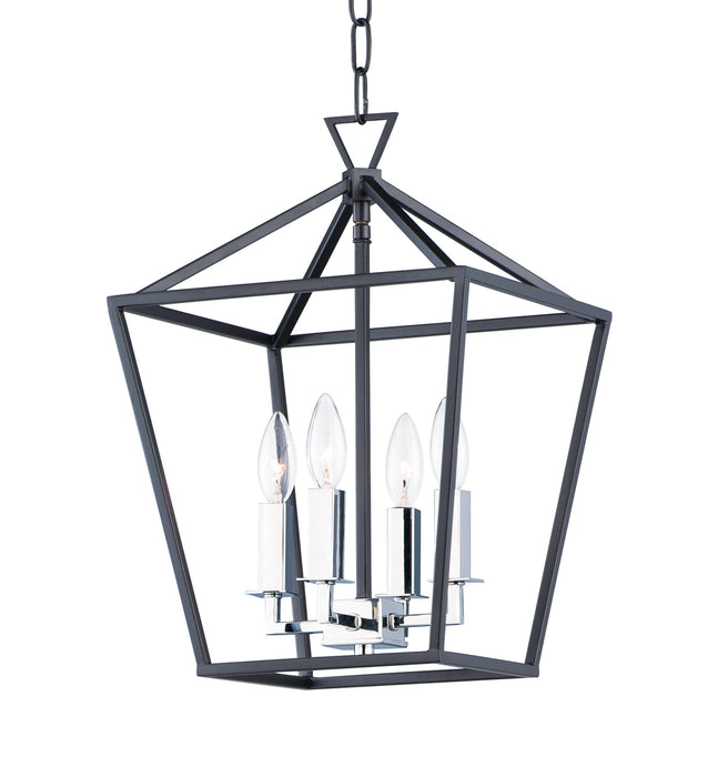Four Light Chandelier from the Abode collection in Textured Black / Polished Nickel finish