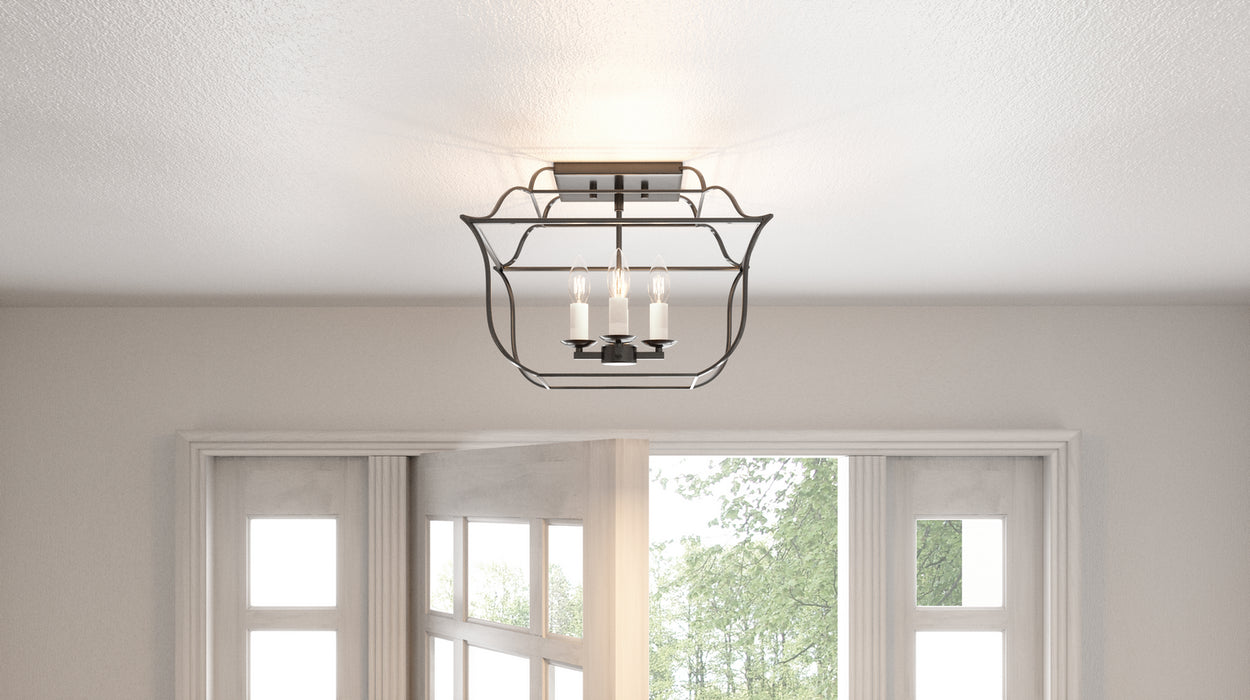 Four Light Semi-Flush Mount from the Gallery collection in Royal Ebony finish